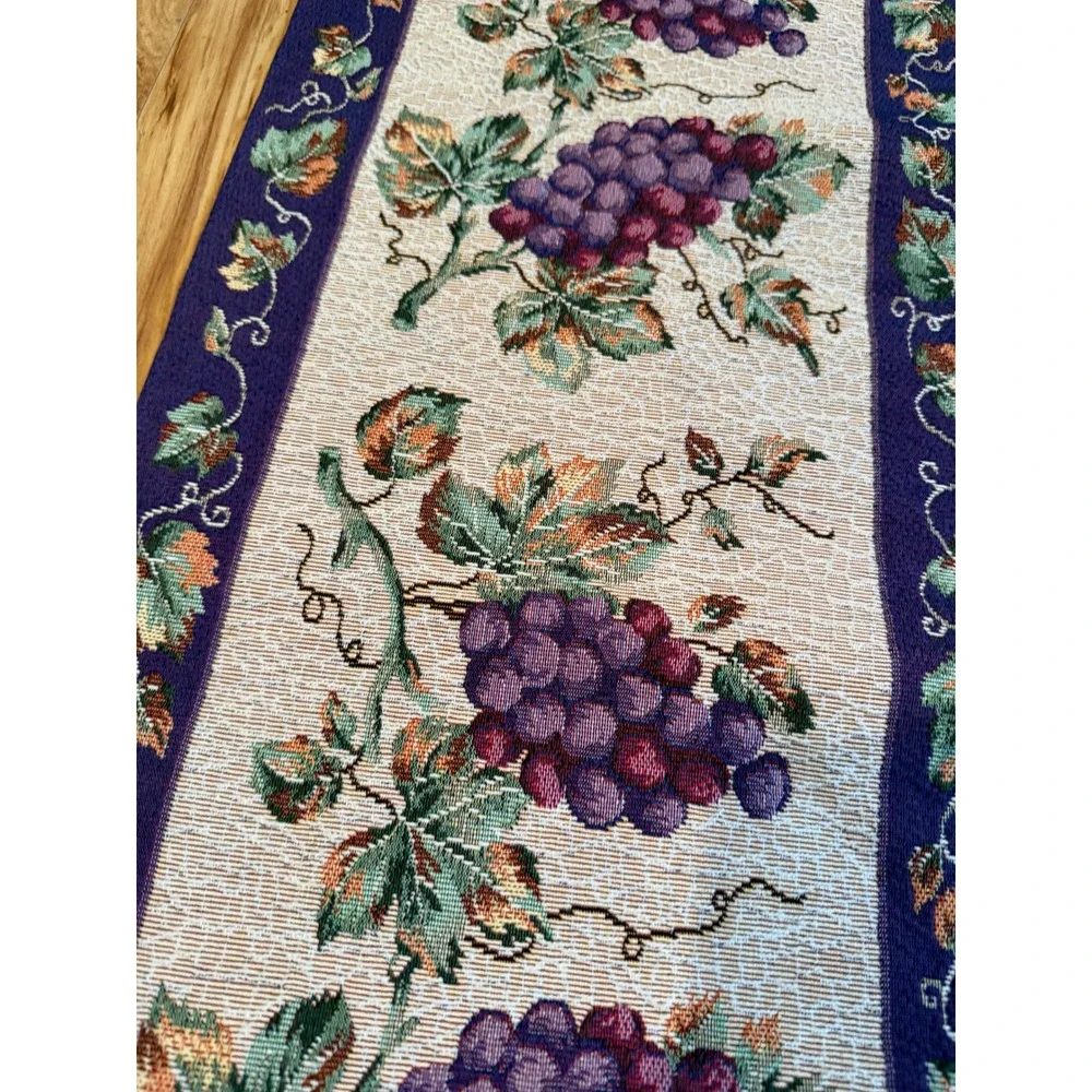 Vintage Grape Vineyard Tapestry Table Runner Tuscan French Country Decor
